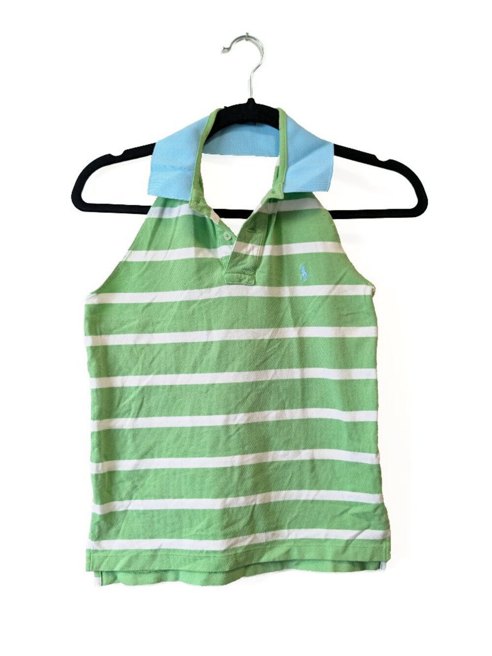 Ralph Lauren Collared Y2K 2000s Striped Halter Top Size M Slim Fit